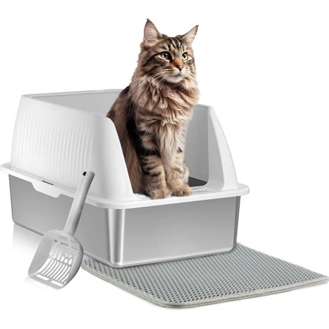 purple pet stainless steel cat box|Tucker Murphy Pet™ Upgraded Extra Large Stainless .